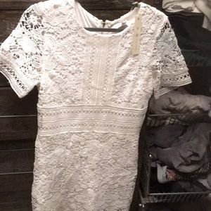 She & Sky, white lace eyelet short sleeve dress. Size M.